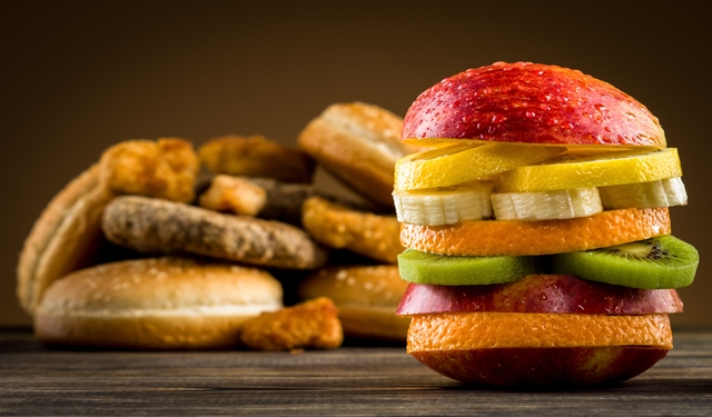 Burger with fruit