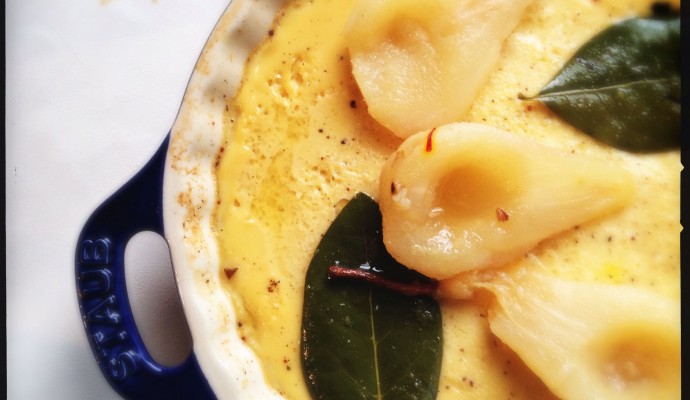 Crema con alloro e pere