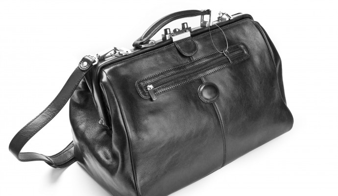 Doctor bag black leather.