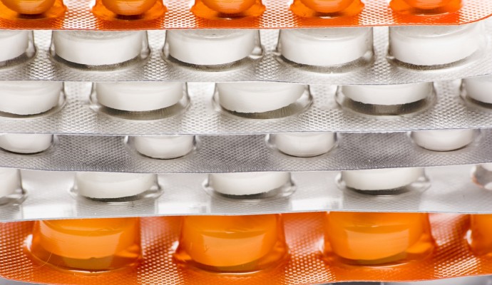 Lot of pills at the packages