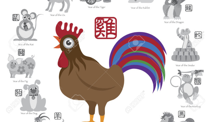 32769798-Nuovo-Anno-del-Gallo-a-colori-con-dodici-gommoni-con-simbolo-cinese-per-Topo-Bue-Tigre-Coniglio-Drag-Archivio-Fotografico