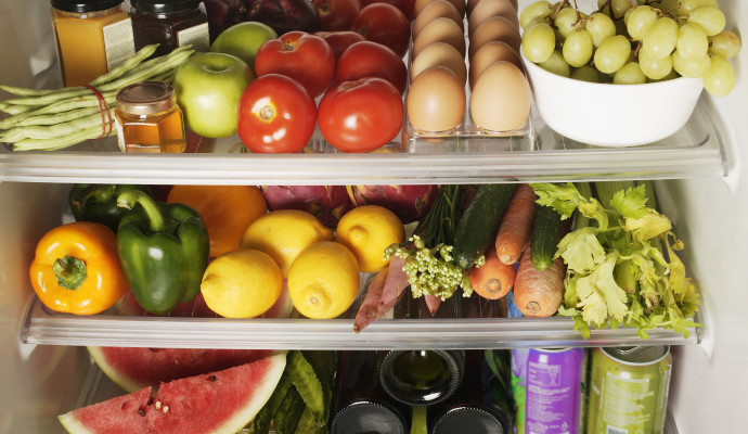 Packed Refrigerator Shelves